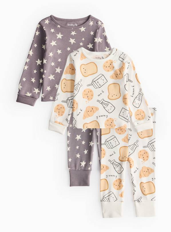 Star & Toast Print Pyjama Sets 2 Pack 3-6 months